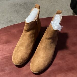 SHEIN Cognac Suede Chelsea Ankle Booties